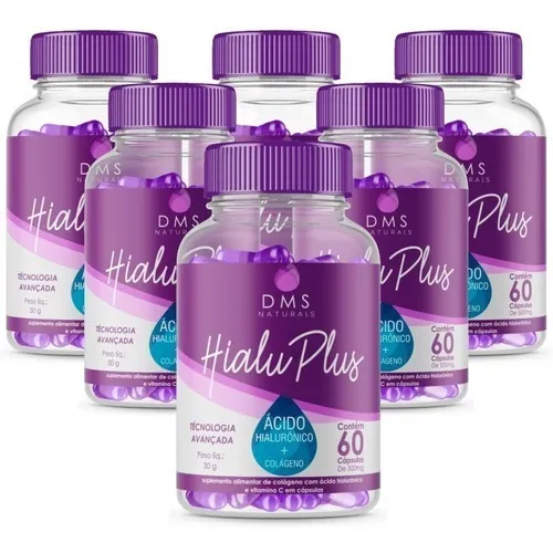 Kit 06 Potes Hialuplus Colágeno Verisol + Ácido Hialurônico