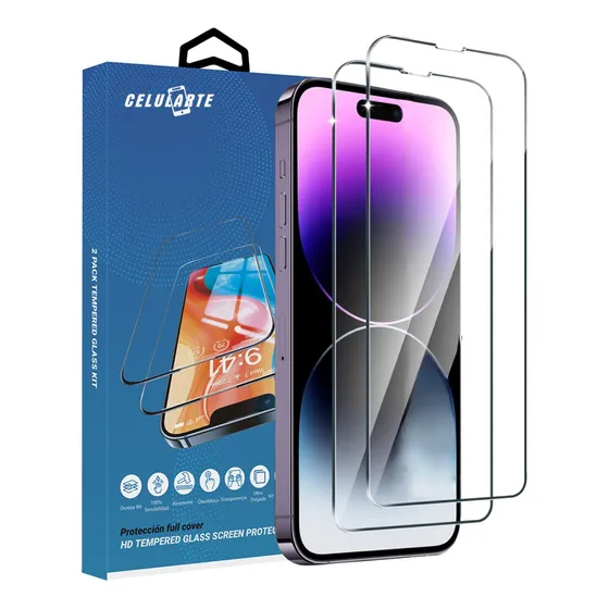 2 Piezas Mica Premium De Cristal Templado Para iPhone 