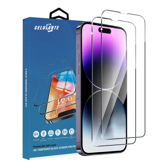 2 Piezas Mica Premium De Cristal Templado Para iPhone 