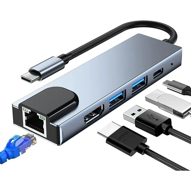Adaptador Hub Tipo C 5 En 1 Byl-2007 Gris