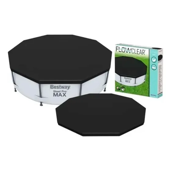 Cobertor Lona Cubre Pileta Drenaje Bestway JTECH_JTBW58036 Intex 305 Cm Color Negro