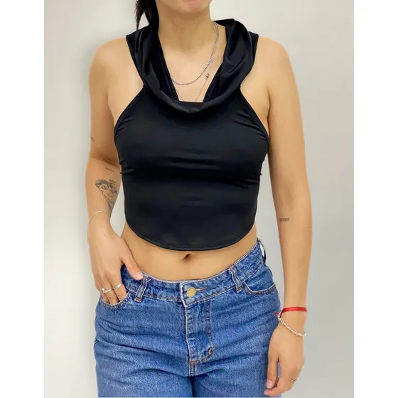 Top Velvett Lycra Mujer Adulto Con Capucha Y Diseño