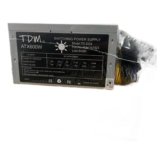 Fuente De Poder 600w Atx Tdm Para Pc Sata Nuevas 20+4 Pin