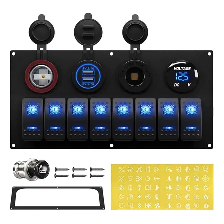 Panel Interruptores Marinos 8 Gang 12v Impermeable Aluminio