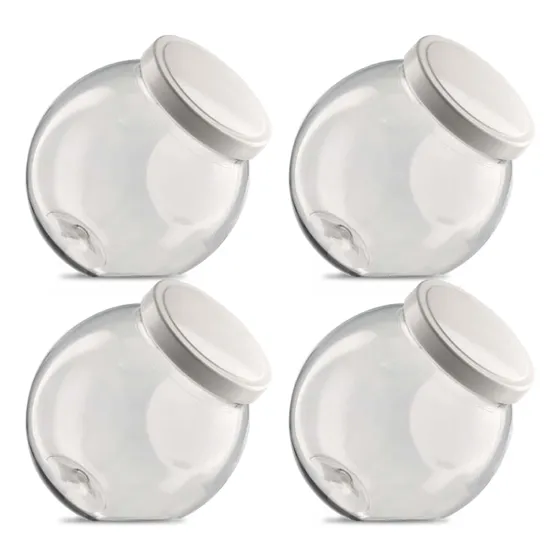 Kit 4x Pote Baleiro 2,4 Litros Transparente Tampa Branca