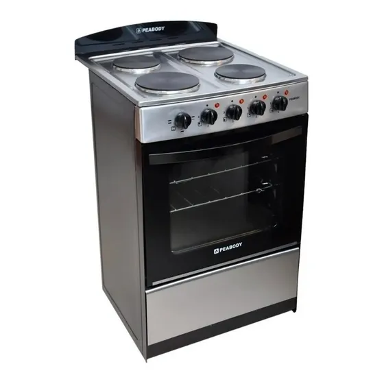 Cocina Electrica Peabody 4 Hornallas 53cm Acero Inox Horno  