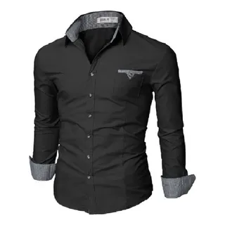 Camisa Masculina Slim Fit Manga Longa Com Elastano Camisa Masculina Slim Fit Manga Longa Com Elastano