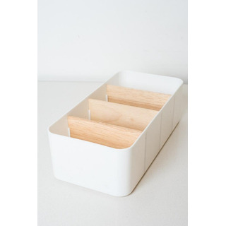 Organizador Nordico Blanco Con 4 Divisiones De Madera Organizador Nordico Blanco Con 4 Divisiones De Madera