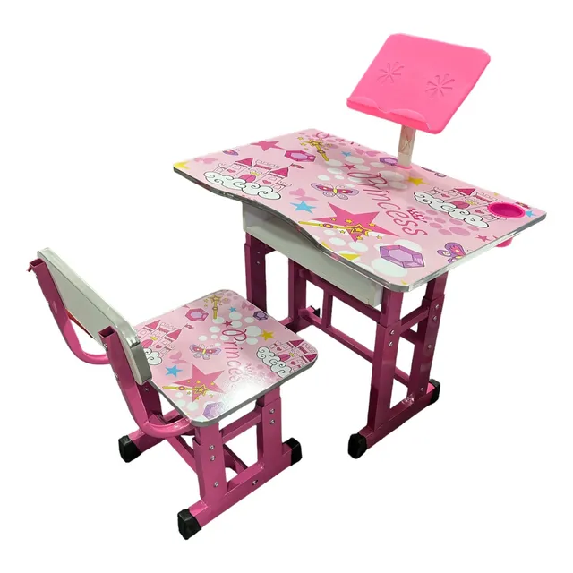 Escritorio Infantil Con Silla Regulable Niños Metal Madera