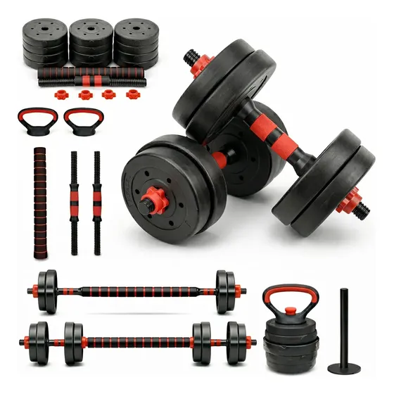 Halteres Barra Anilha Kit Musculação 30 Kg Dumbel Kettlebell