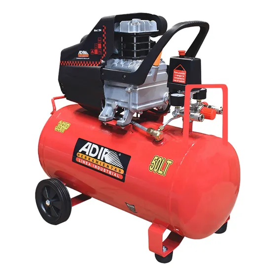 Compresor De Aire Eléctrico 50lt 3.5 H.p Adir 204 presión max 115 psi caudal de aire 283.16 l/min manomentro doble 50 l