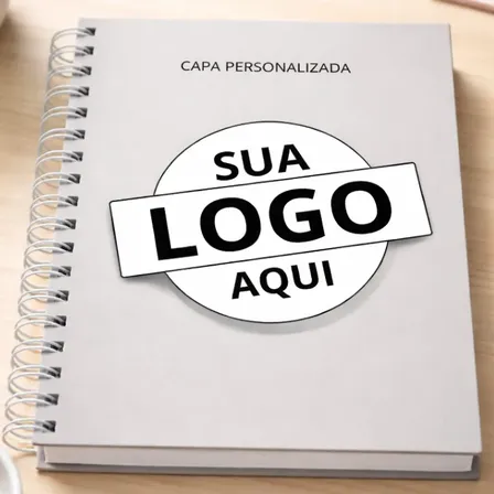 Kit 10 Caderno Com Logotipo Personalizado Capa Dura- Empresa Cinza