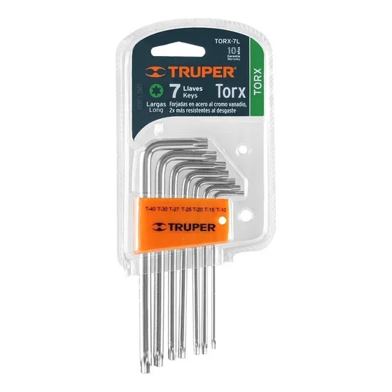 Llave Torx Juego 7pzas Largas (t10-t40) Torx-7l Truper