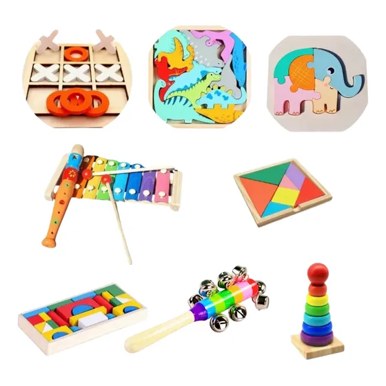 Juegos De Encastre Montessori Madera Kit Por 8 Juegos Music