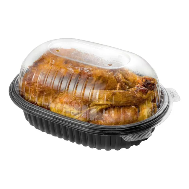Bandeja Plastico Pollera Con Tapa Microondas Rotiseria X 100