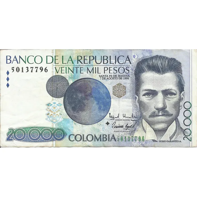 Colombia Reposición 20000 Pesos 7 Agosto 1998 Empieza 50