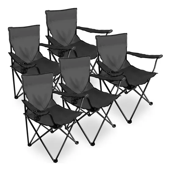 Kit 5 Sillas Plegables Para Camping Playa Portatil H G Q Color Negro