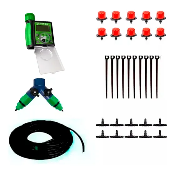 Kit Irrigação Automático Goteja Chuveirinho Para 10 Vasos