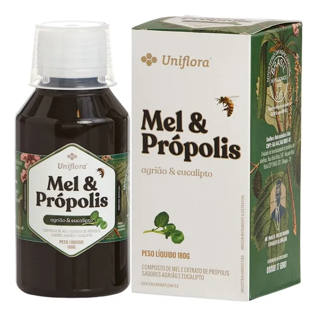 Xarope De Mel, Própolis, Agrião E Eucalipto 180g Uniflora