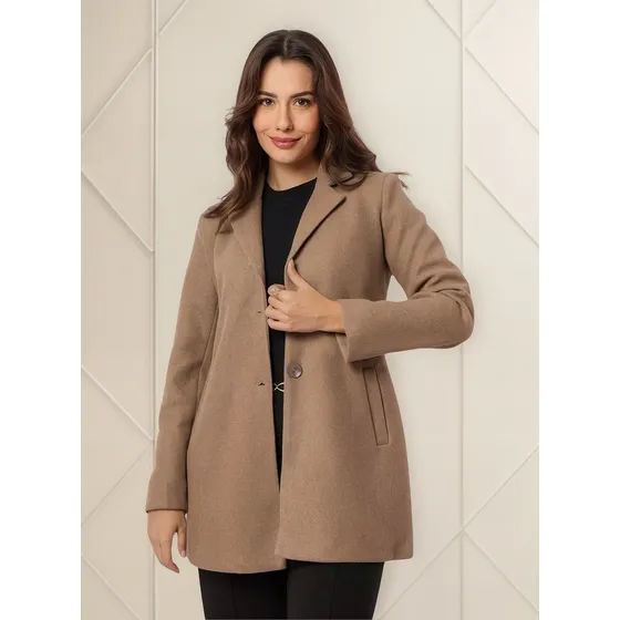 Sobretudo Lã Batida Curto Casaco Feminino Inverno