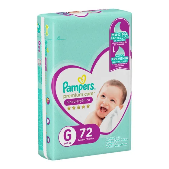 Pañales Pampers Premium Care sin género Grande en pack de 72 x 72 unidades