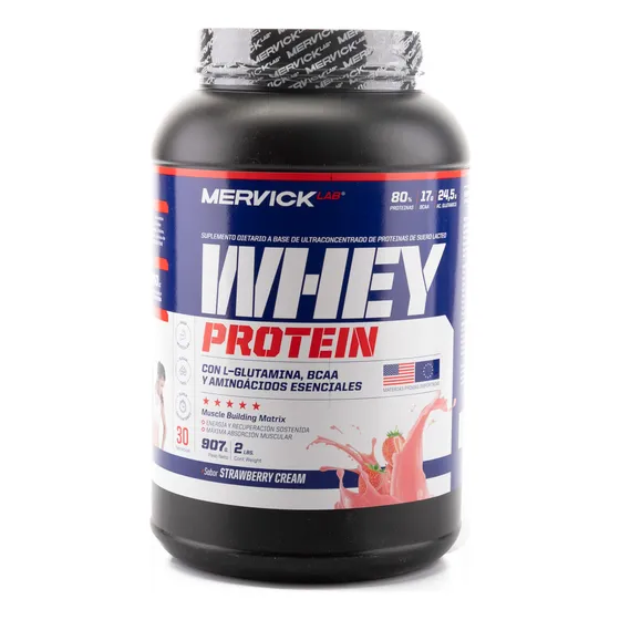 Suplemento en polvo MervickLab Whey Protein proteínas sabor frutilla en pote de 2lbs