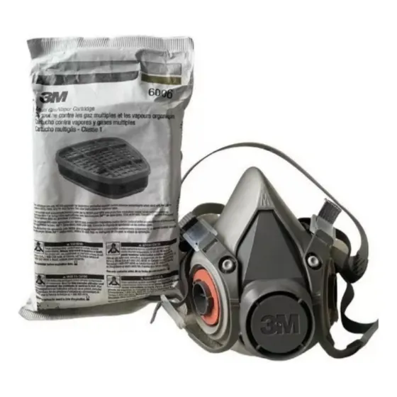 Respirador 6200 3m Media Cara + Cartuchos 6006 Multigas - Protección Contra Vapores, Gases, Polvo, Neblinas Y Humos - Ideal Para Minería, Química, Agro, Madera, Metal, Alimentos