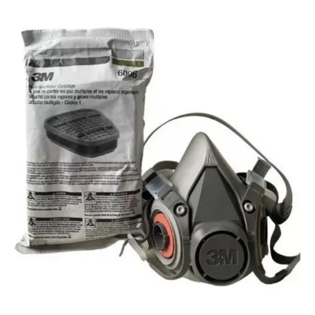 Respirador 6200 3m Media Cara + Cartuchos 6006 Multigas - Protección Contra Vapores, Gases, Polvo, Neblinas Y Humos - Ideal Para Minería, Química, Agro, Madera, Metal, Alimentos