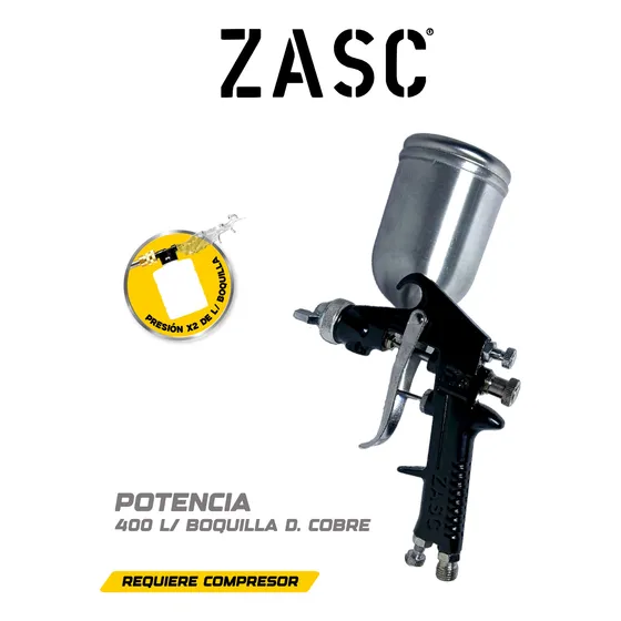 Pistola De Gravedad Para Pintar 400ml Zasc
