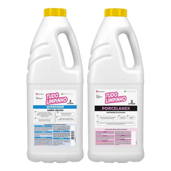 Kit Sabão De Querosene E Porcelanex 2 Litros Tudo Limpinho