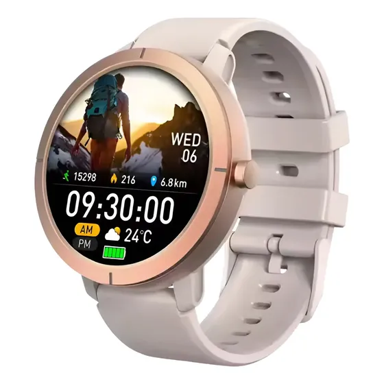 Smartwatch Dm76 Mujer Gps Integrado Amoled Sumergible 5 Atm Rosa Gold