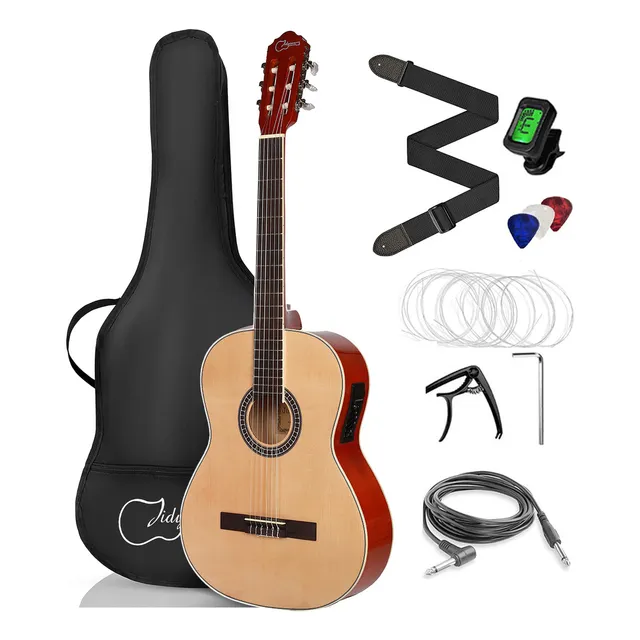 Zurda Guitarra Clásica Electroacustica Nylon Abeto 39 Funda Color Beige Material Del Diapasón Arce Orientación De La Mano Zurdo