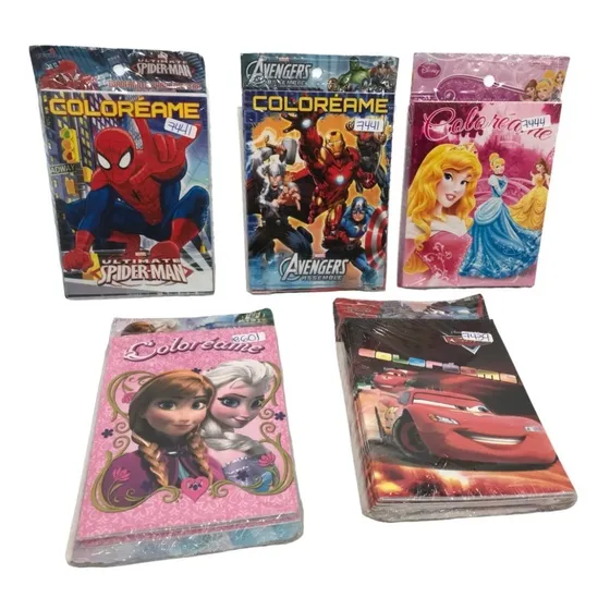 30 Mini Libros Colorear Y 30 Planillas Sticker Varios Mix Gm