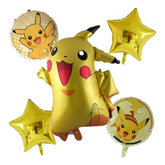 Set De Globos Metalizados Diferentes Diseños Infantiles Lila Pikachu