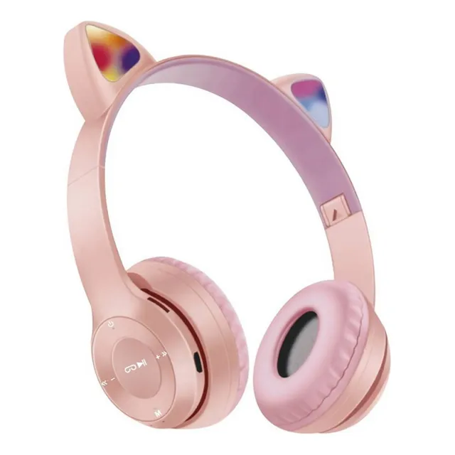 Auriculares Inalambricos De Niño Ledstar Cat Rosado