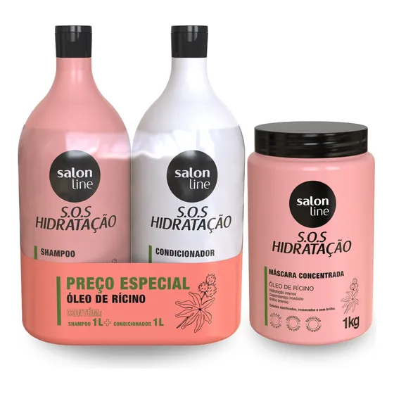 Kit Shampoo E Condicionador 1l + Máscara 1kg Sos Hidratação