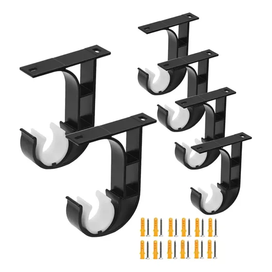 6pcs Soporte Set Tubos Cortinero Ajustable Gancho Para Techo