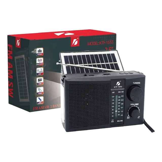 Radio Fm/am/sw Panel Solar Recargable Bluetooth Usb Linterna