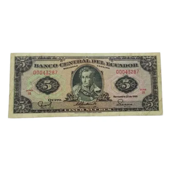 Billete De Colección 5 Sucres Ecuador (original)