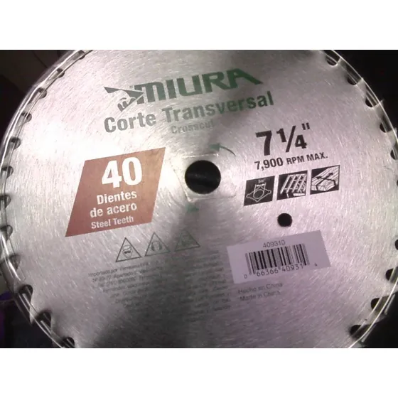 Disco De Sierra Circular 7 1/4 Marca Miura 40 Dientes