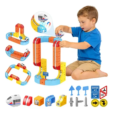 Brinquedo Pista De Carrinhos Infantil Magnético Elétrico Amarelo