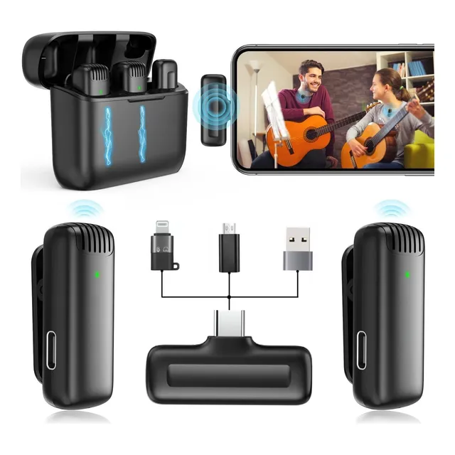 Microfone Lapela Duplo Usb C Redução De Ruído Em Phone Ios