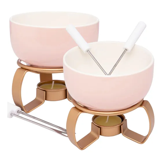 2 Panela Aparelho Conjunto Fondue Fundi Chocolate Queijo 