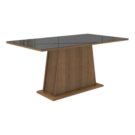 Mesa Rectangular Madesa 5364 con Tapa de Cristal Color Marrón/Negro