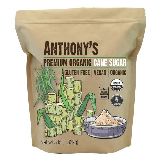 Azúcar Orgánica De Caña Anthony, 1.36 Kg, Granulada, Sin Glu