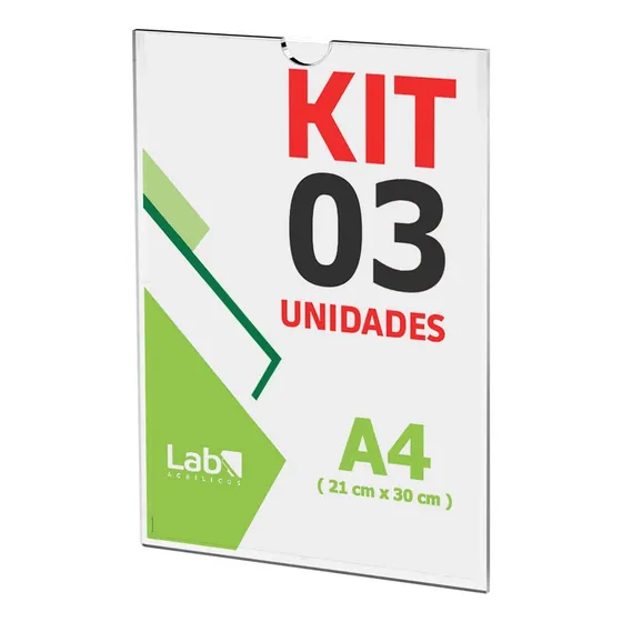 Display A4 De Parede Com Filete Acrílico Elegante 03 Peças