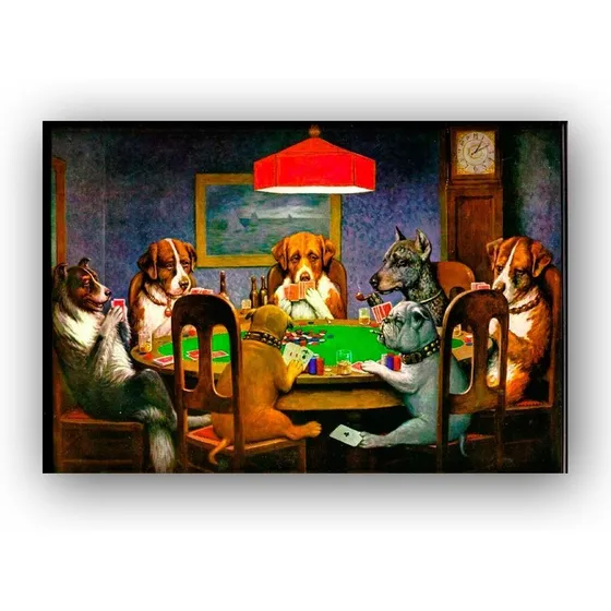 Placa Quadro Cachorros Jogando Carta Baralho Poker  30 X 40