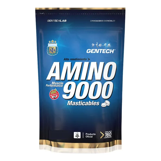 Amino 9000 Gentech 160 Tab Aminoácidos Masticables Sin Tacc
