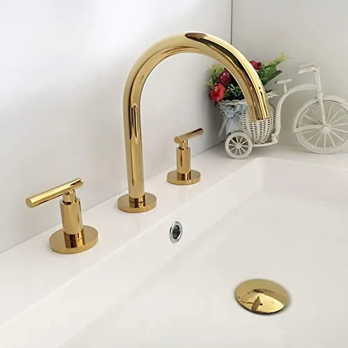 Grifo Baño Dorado Lavabo Extendido Negro Mezclador Lujo Agua