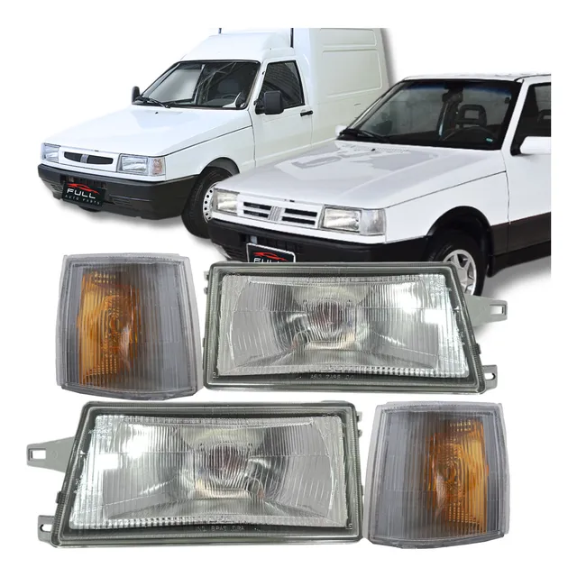 Par Farol Vidro + Piscas Cristal Uno Fiorino 91 92 93 A 2003